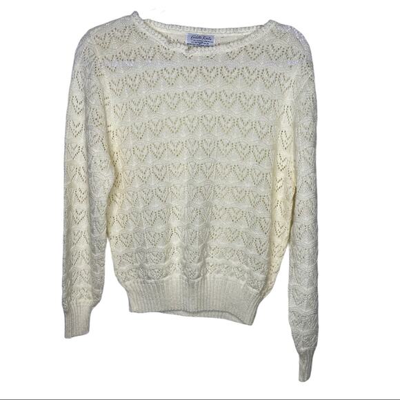 Vintage 80s Cuddle Knit Ivory Off White Sweater - Picture 1 of 5